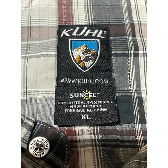 Kuhl Mens XL Gray Plaid Button Up Short Sleeve Shirt Outdoors Suncel - Picture 4 of 10